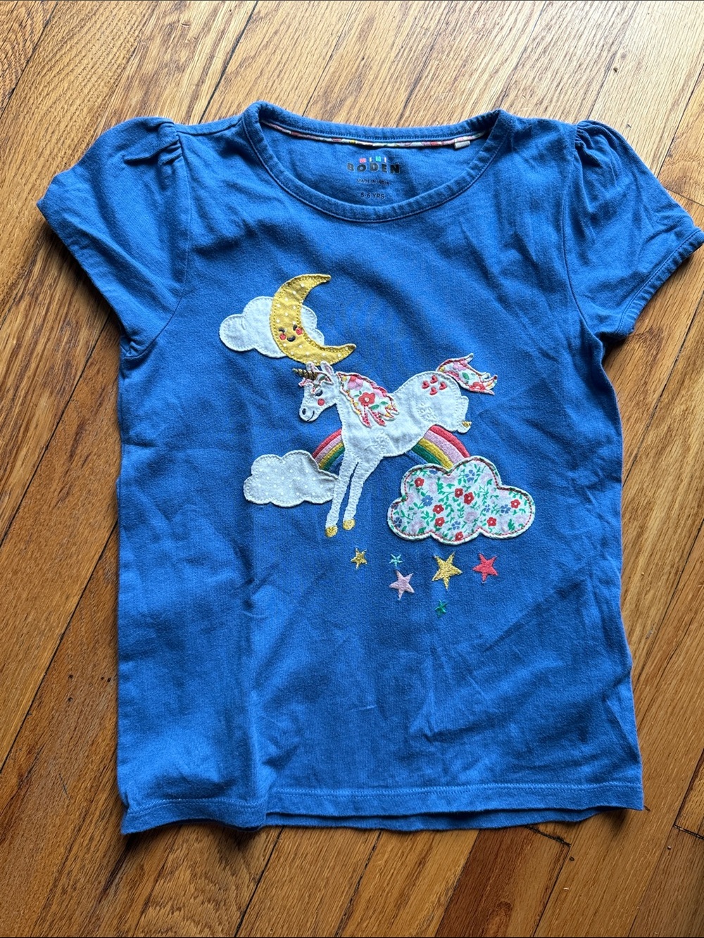 Mini Boden Unicorn Appliqué Tee